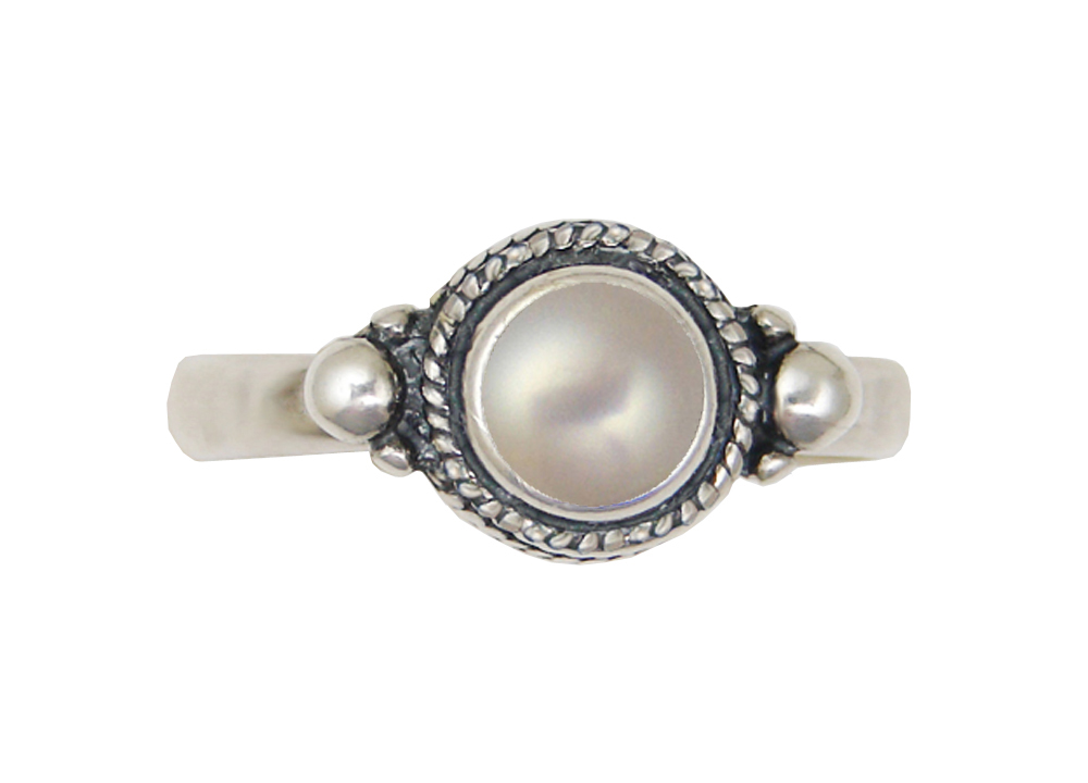 Sterling Silver Ring With Cultured Freshwater Pearl Size 6